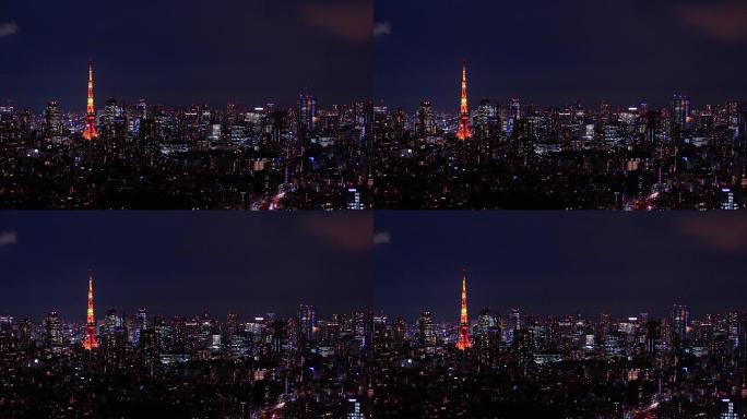 东京塔夜景国外外国日本繁华地标旅拍