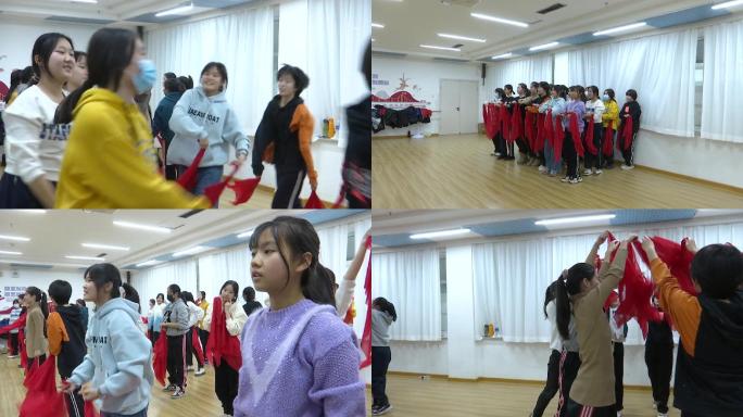 中学舞蹈社团彩绸舞彩排排练