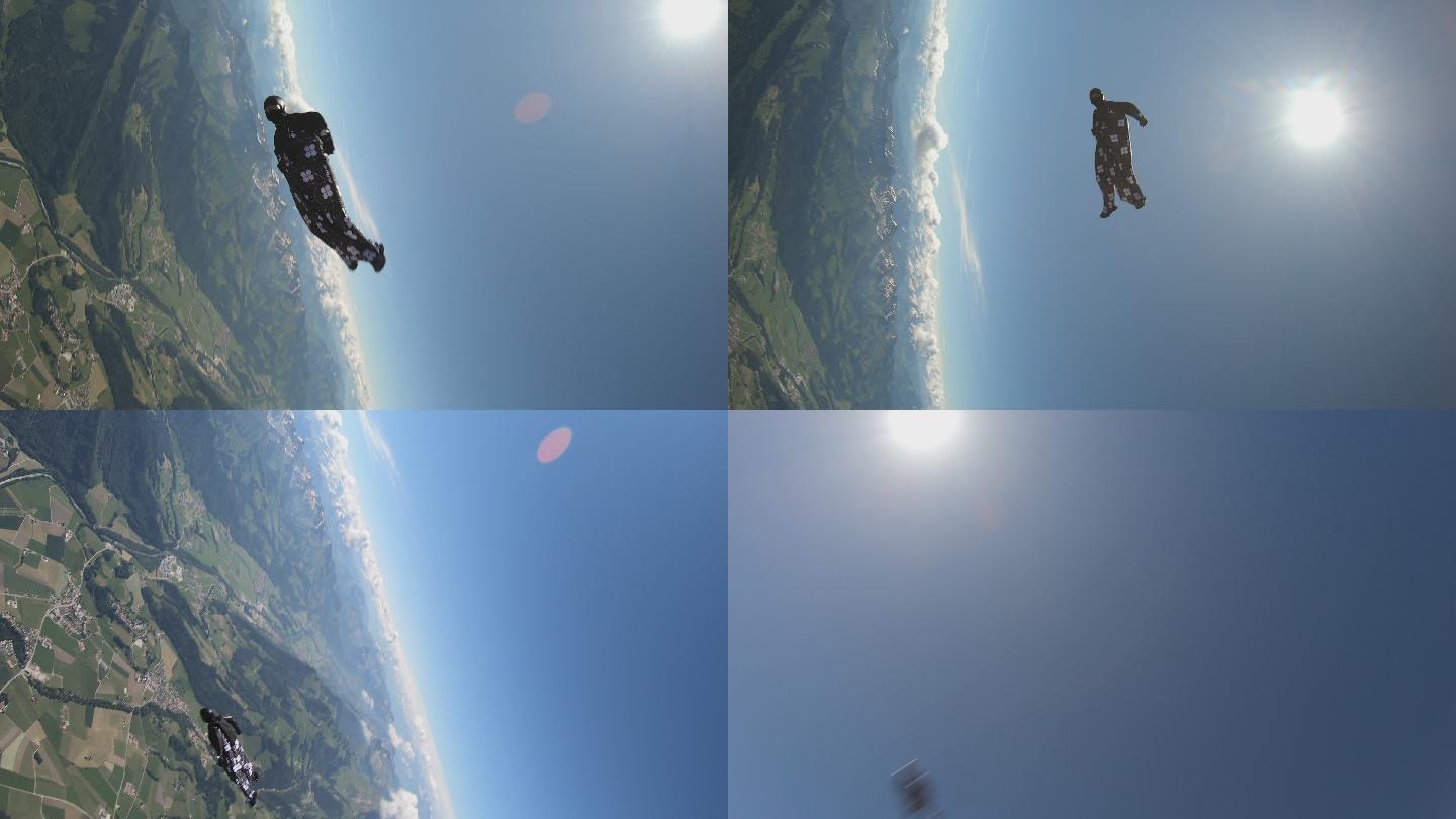 在瑞士俯瞰跳伞20秒或以上自然美飞机视角