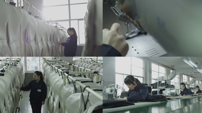 4k 椅业工厂缝纫椅子 裁缝 晾晒