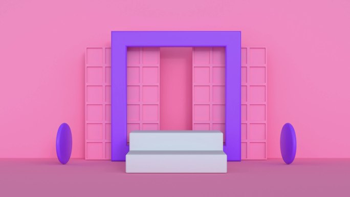 粉色场景墙3d渲染