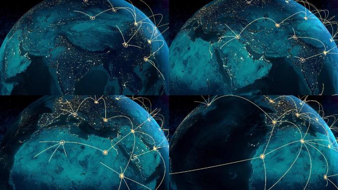 地球连线、互联网、大数据、科技网络