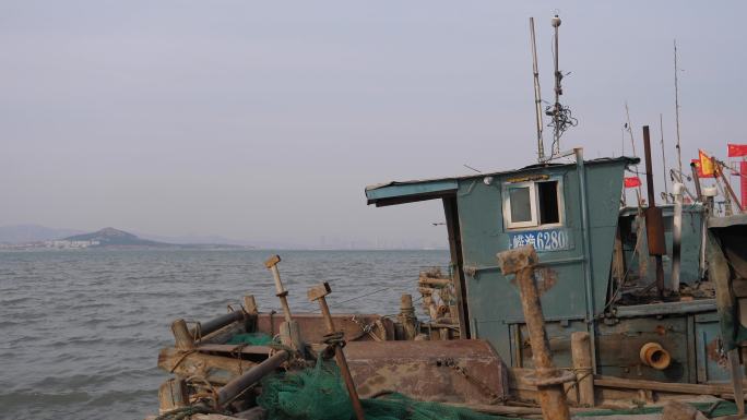 青岛崂山海边渔船鱼市合集4k素材