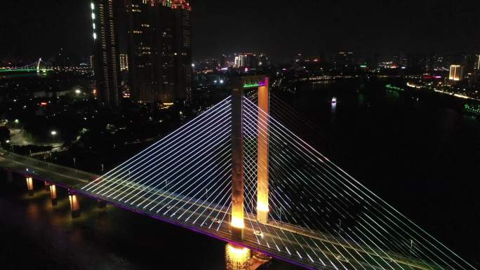 广西南宁邕江白沙大桥夜景