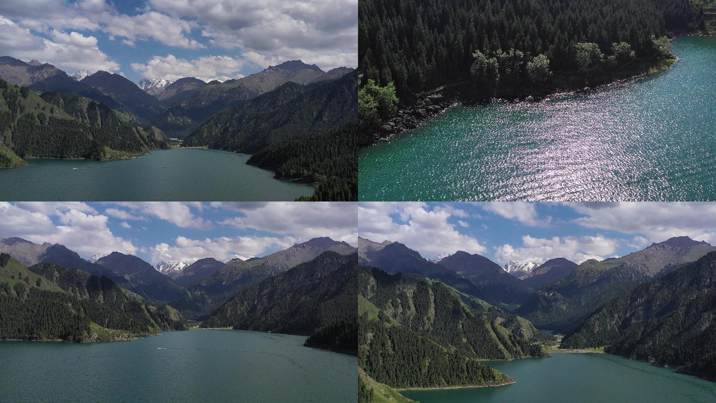 全貌拍摄新疆天山天池4K视频