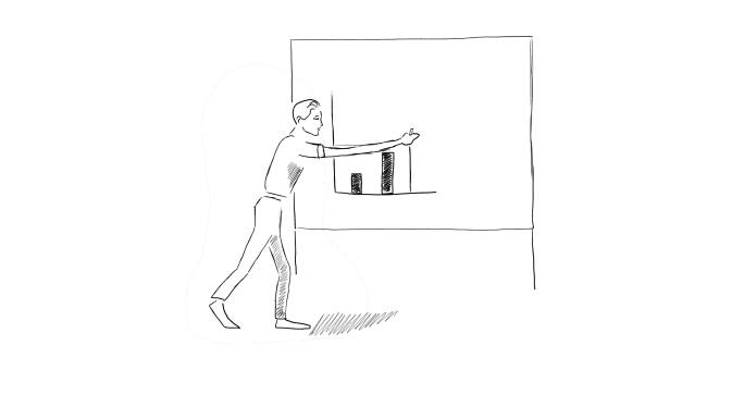 一个人在黑板上画图形的动画