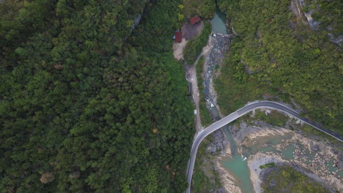 乡村公路山川溪流 乡村城镇