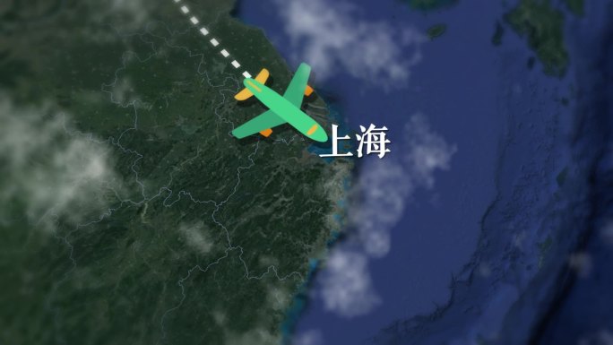 北京-上海飞机路线图动画