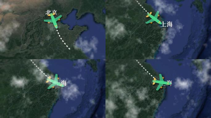 北京-上海飞机路线图动画