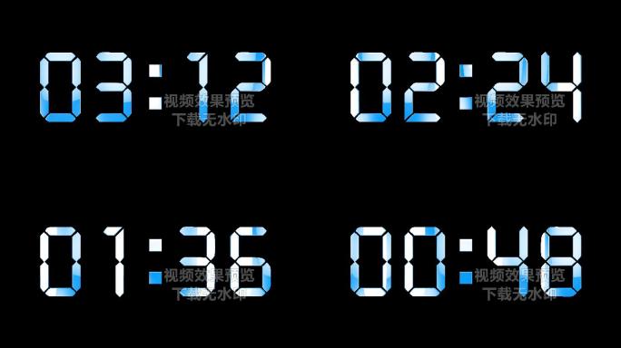 4K蓝色液晶数字倒数4分钟通道