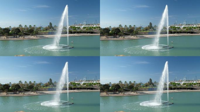 公园喷泉喷池水流水柱水花流水景观风景风光