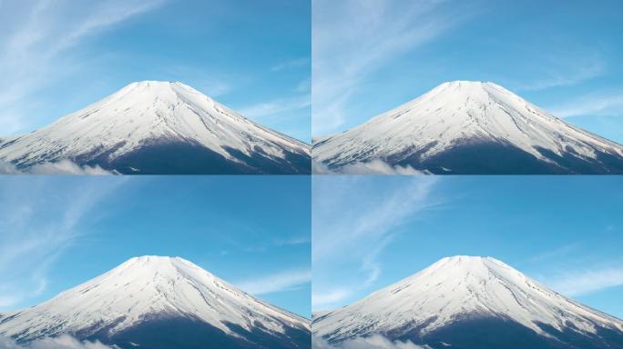 时间流逝：日本富士山蓝天特写