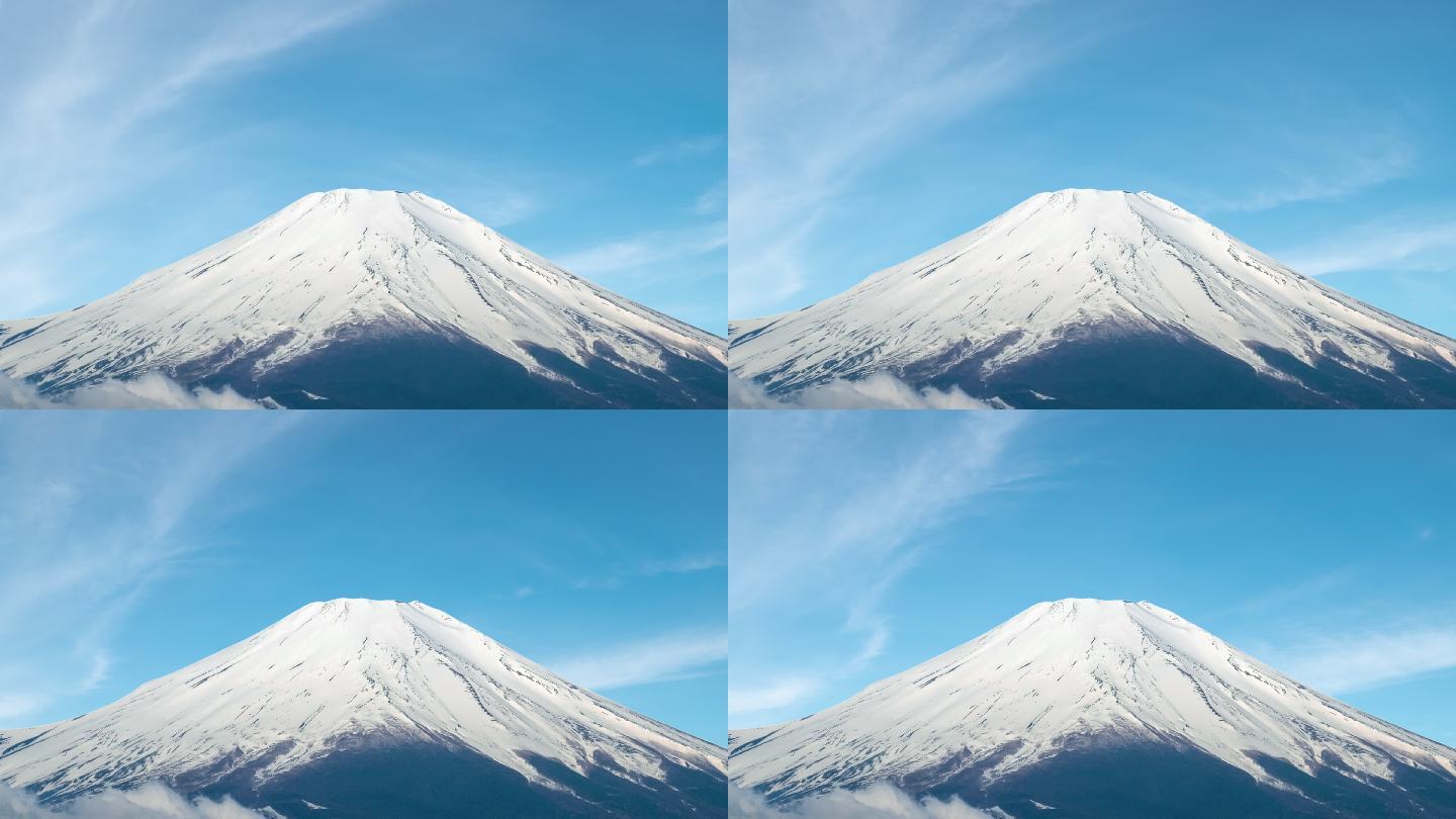 时间流逝：日本富士山蓝天特写