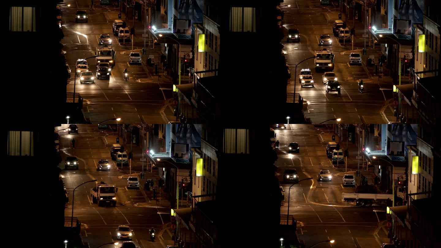 城市夜间的长镜头交通