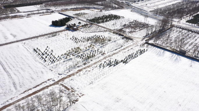 冬季雪后的北京顺义雪景航拍