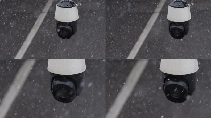 下雪，雪中，道路监控，摄像头，空镜头特写