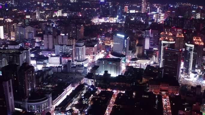 航拍昆明五华区城市夜景