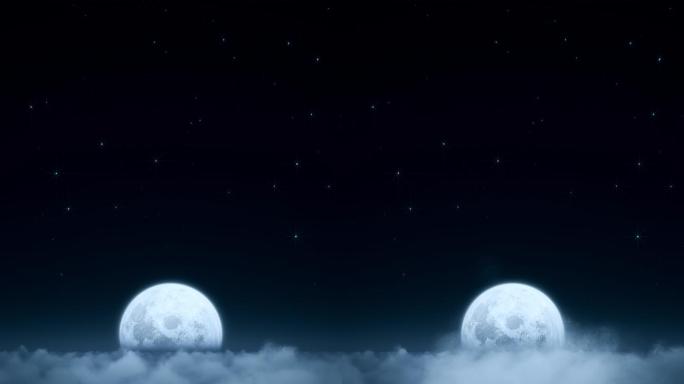 月光与云海天空云层黑夜夜晚雷击乌云暴雨来