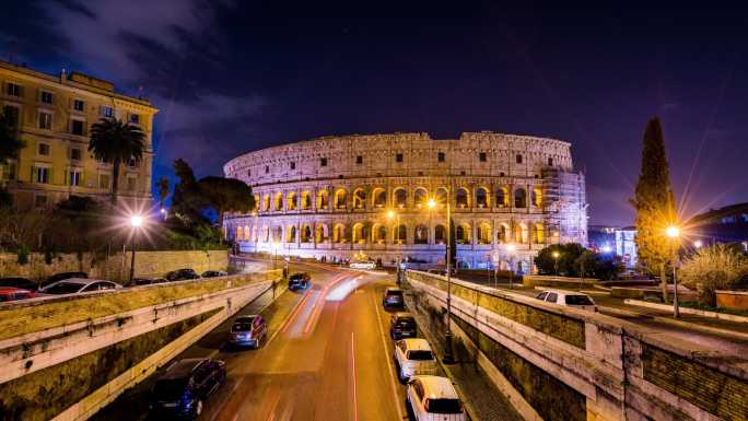 罗马意大利罗马圆形竞技场夜景