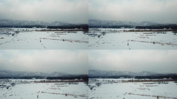 航拍日本荒野雪国