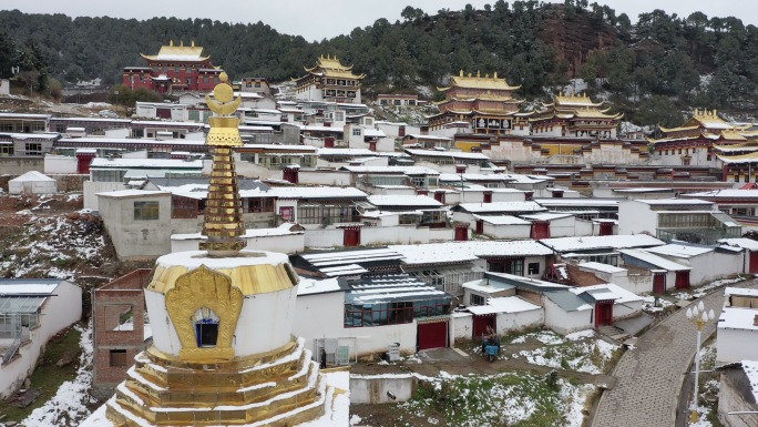 航拍 甘南郎木寺雪景 宣传片 纪录片