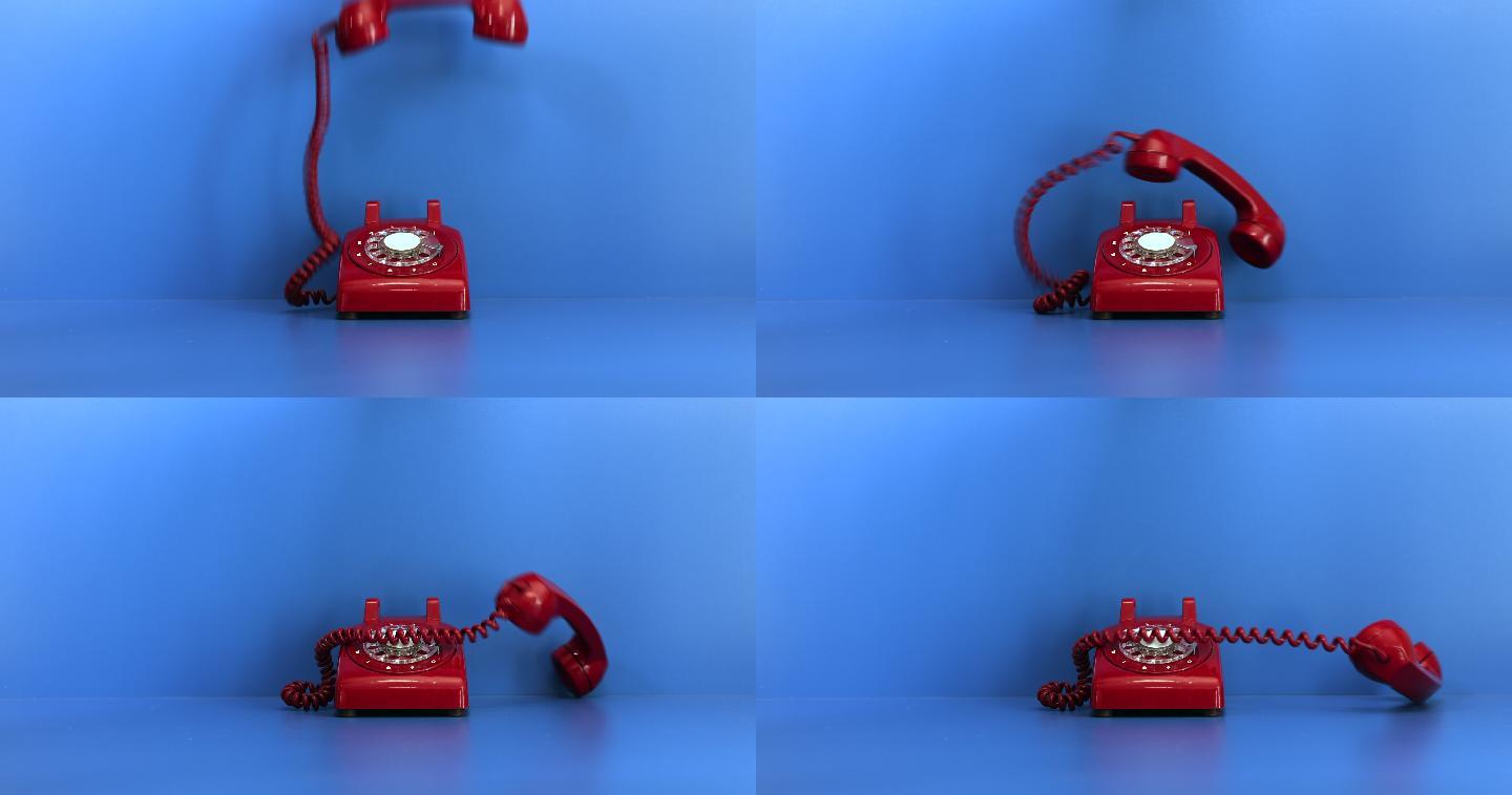 旧的红色电话商务办公接打电话员工企业客服