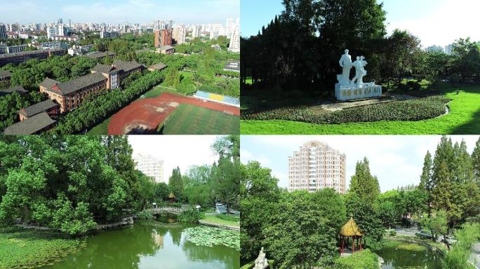 4K上海师范大学校园美景航拍