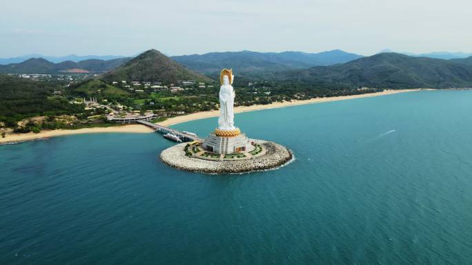 南山寺航拍 海上观音