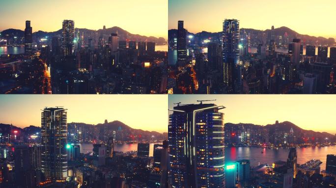 香港城市景观建筑群现代化大气全景空镜