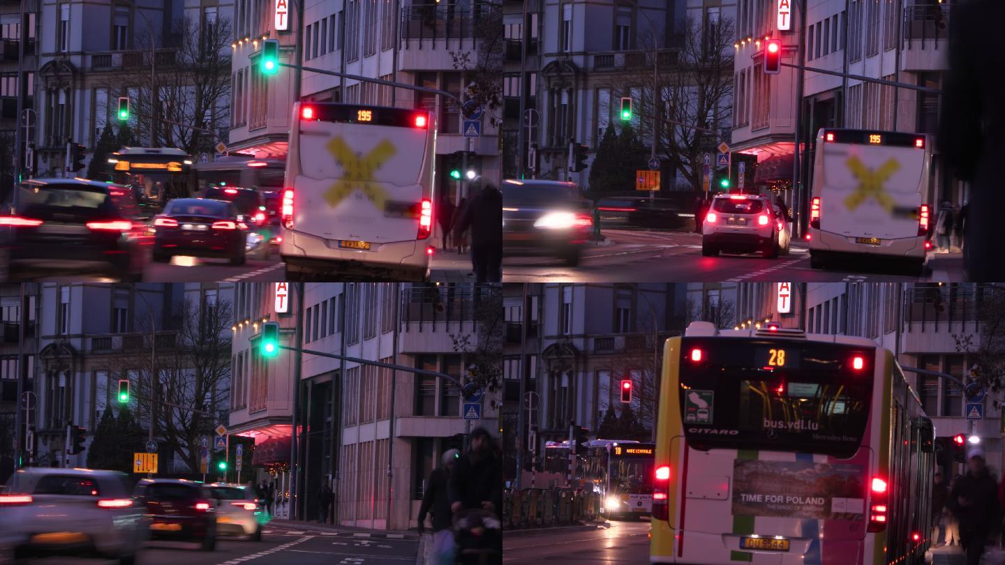 卢森堡的交通延时摄影