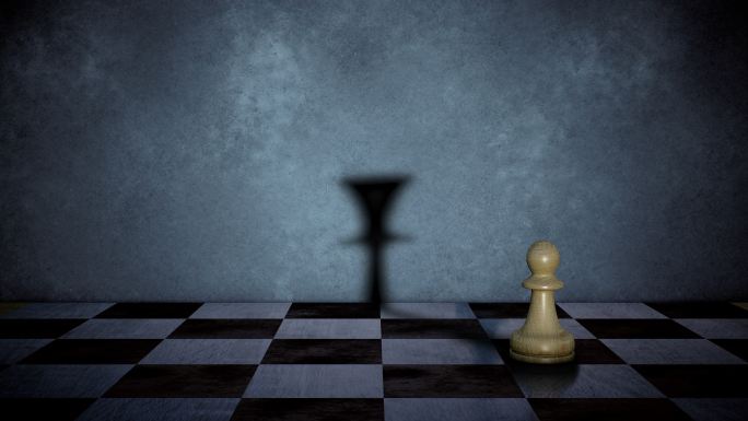 棋子投射出的影子光影变化黑白棋格棋子投影