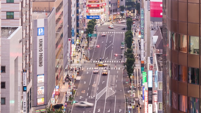 福冈市博多福冈市中心的延时摄影