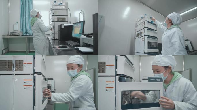 实验室视频白衣科研人员操作分离测试仪器