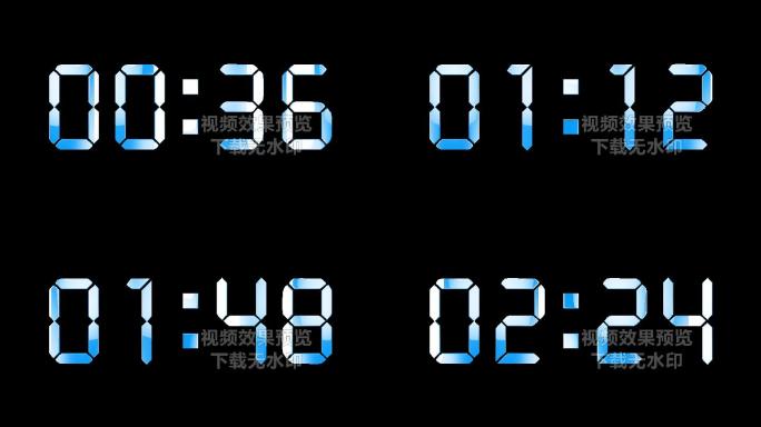 4K蓝色液晶数字顺数3分钟通道