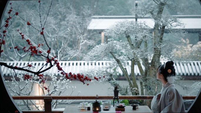 江南古风雪景