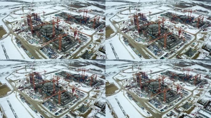 核电站建设的鸟瞰图