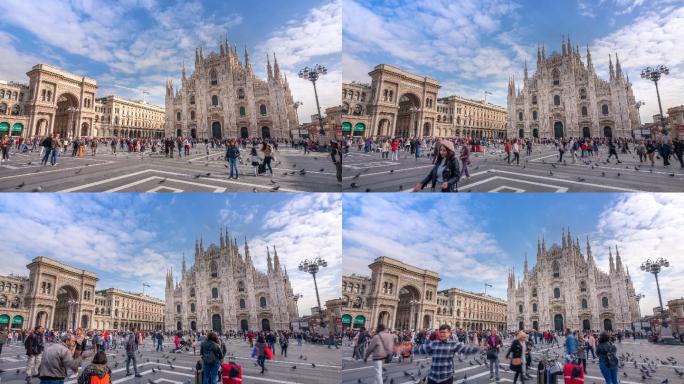 意大利米兰大教堂广场的游客群