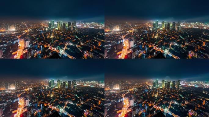 城市鸟瞰图航拍夜景大都市