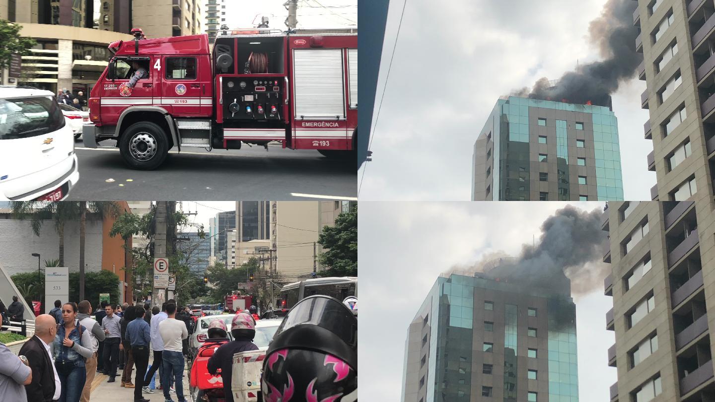 巴西圣保罗建筑屋顶起火