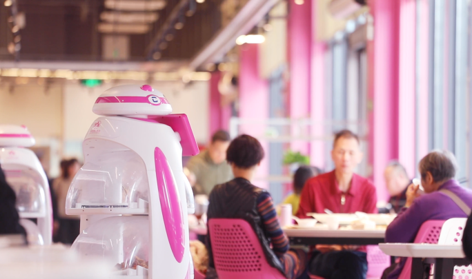 AI智能餐厅机器人 送菜送餐托盘