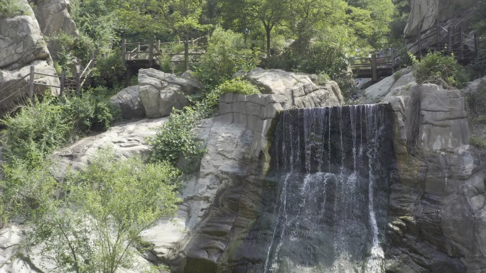 济南九如山风景区4K 航拍 瀑布