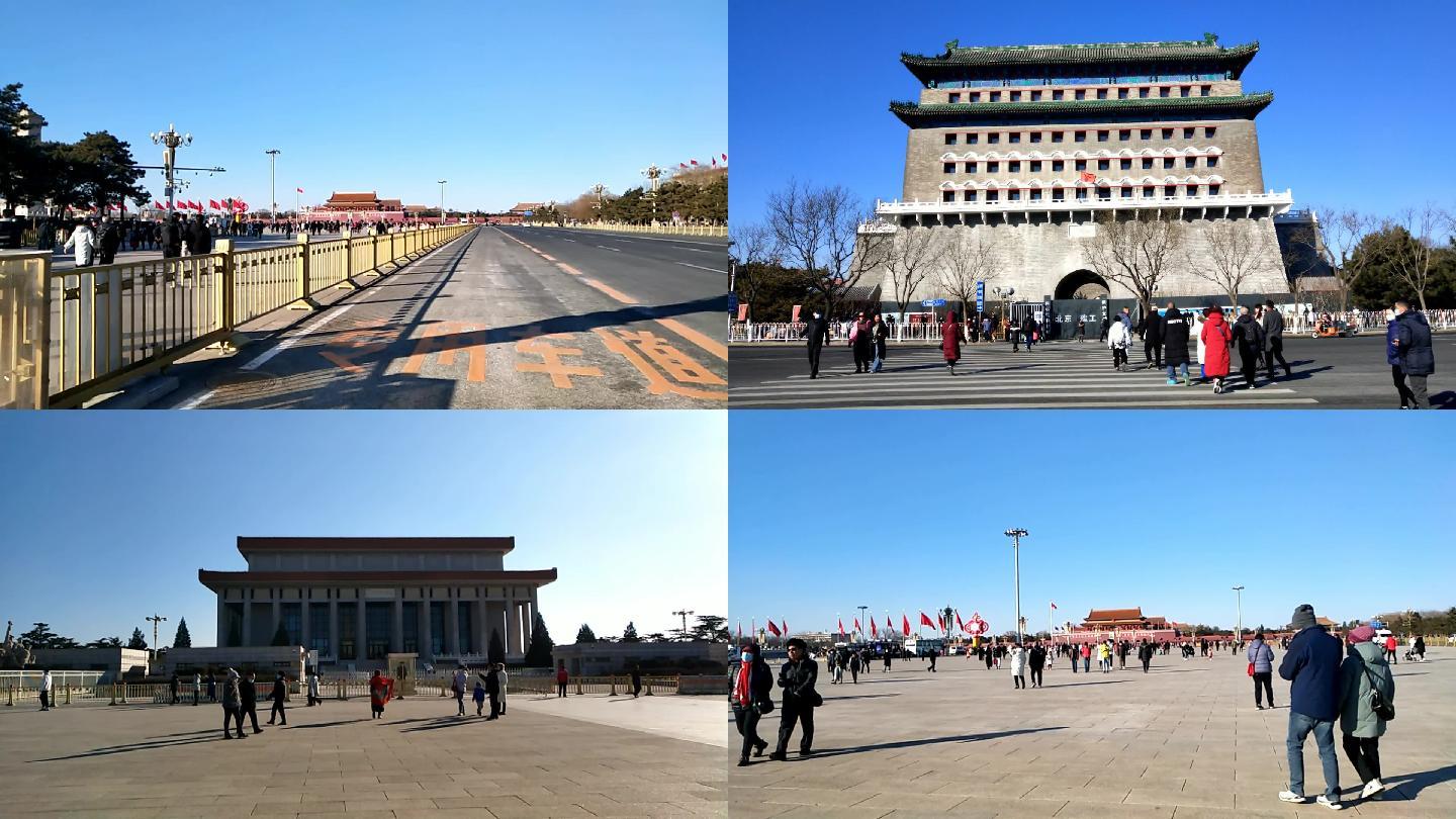 首都北京天安门广场前门休闲游客天安门城楼