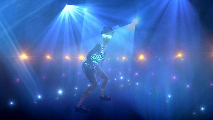 一个女孩在派对聚光灯下跳舞的动画