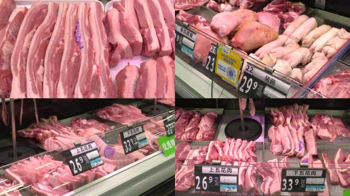 超市生鲜区猪肉柜台肉品