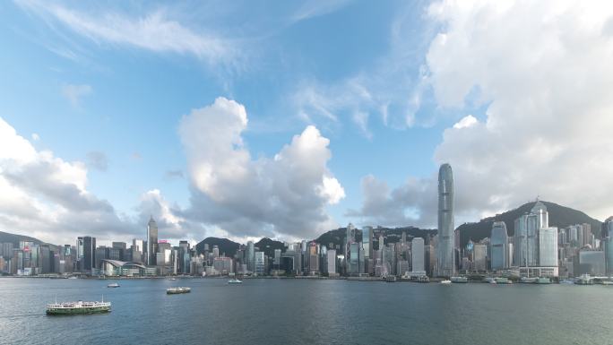 香港市维多利亚港全景景观时间推移