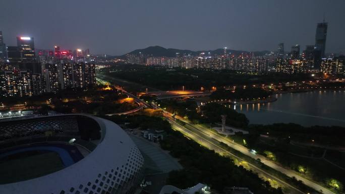 沙河西路夜景空景航拍