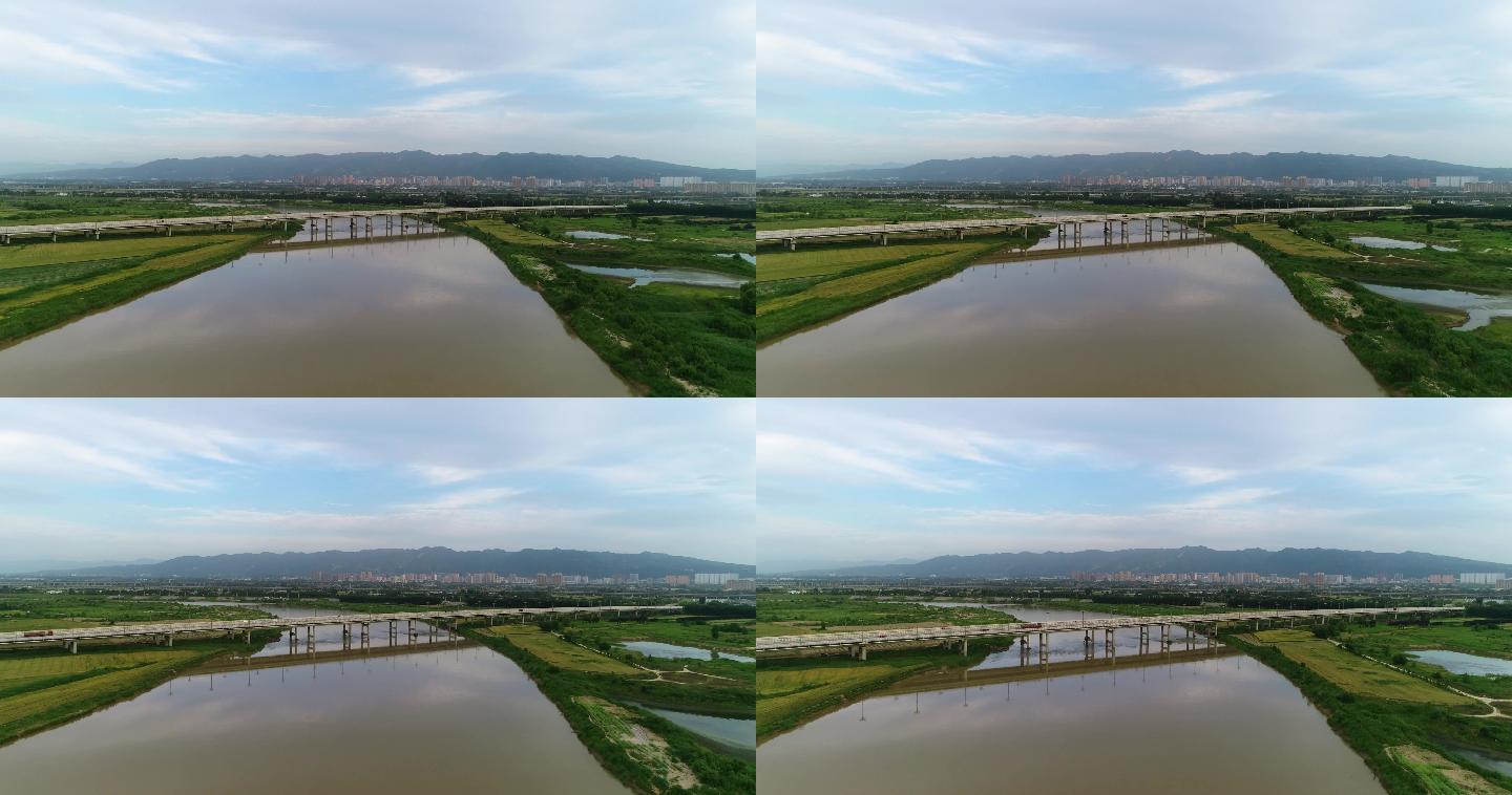 渭河河流陕西段航拍