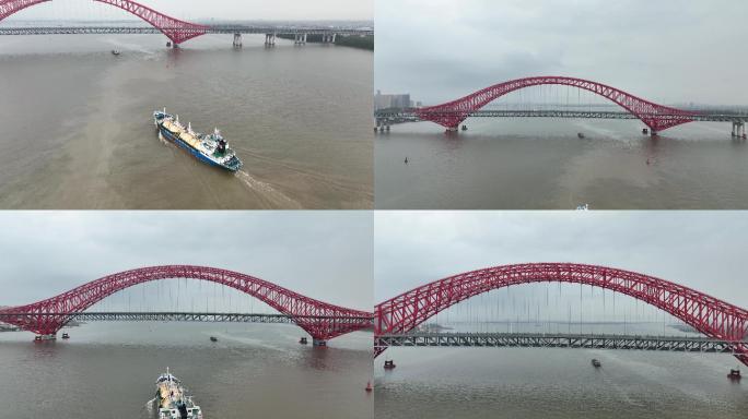 明珠湾大桥与轮船航拍素材4K