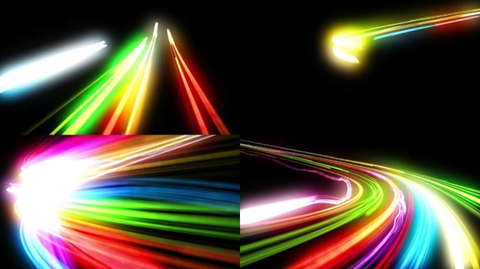 条纹3d动画光束穿梭光束效果多彩光束