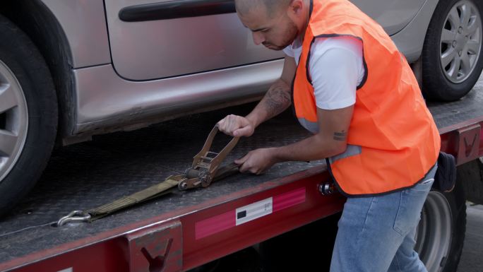 拉丁美洲拖车工人汽车修理拖运锁紧